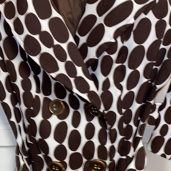 Heart Soul Small White Brown Polka Dot Double Breasted Belted Short Trench Coat - Picture 6 of 14